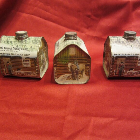 VTG 1984 TIN LOG CABIN VERMONT MAPLE SYRUP EMPTY 16.9 FL OZ CONTAINER $EACH - Picture 4 of 12